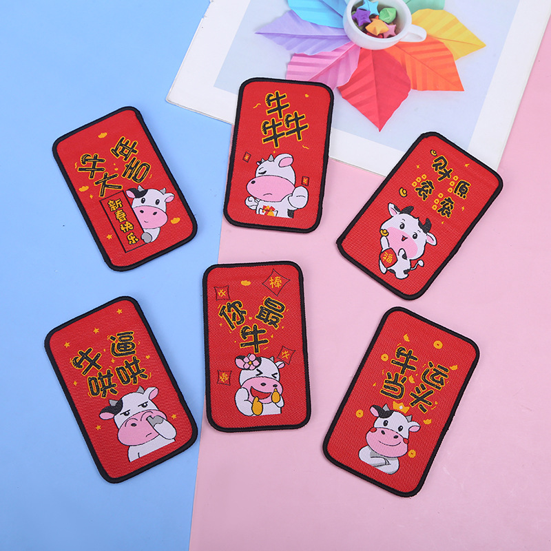 Factory Text Fashion Bang Sticker New Year Amass Fortunes Cartoon Cute Girl Cropped Hair Fastener Niu Nian Face Washing Post
