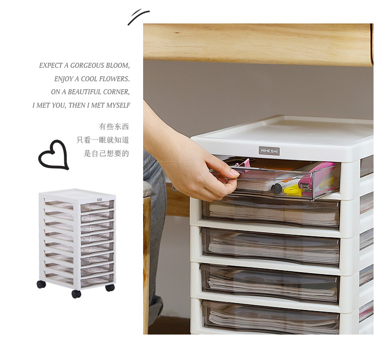 Nicoshih cable-type storage cabinet plastic multi-layer storage cabinet modern simple cabinet office filing cabinet with pulley Nicoshih cable-type storage cabinet plastic multi-layer storage cabinet modern simple cabinet office filing cabinet with pulley