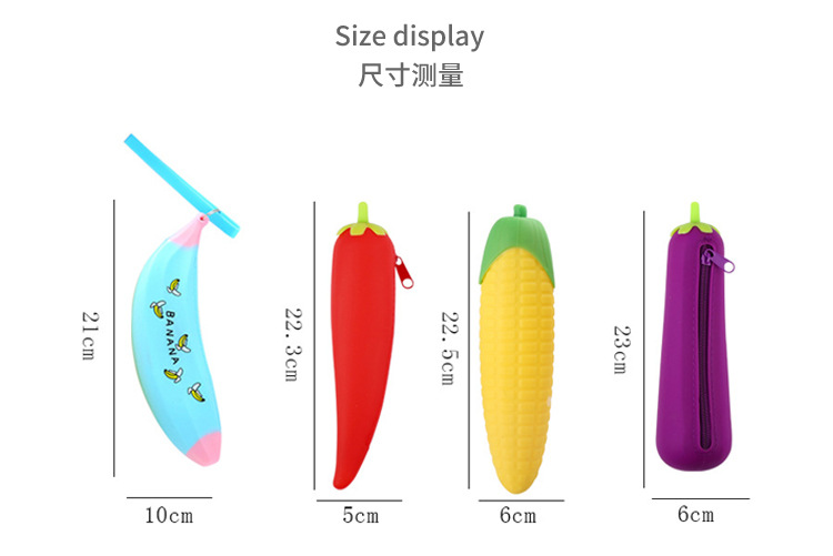 Silicone pencil bag fruit and vegetable simulation pencil bag banana green onion pen bag pea pineapple