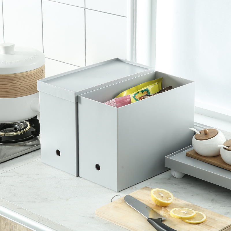 Pulley Plastic Storage Box Kitchen Bathroom Finishing Storage Box with Lid Wheels Study Book Finishing Box 134