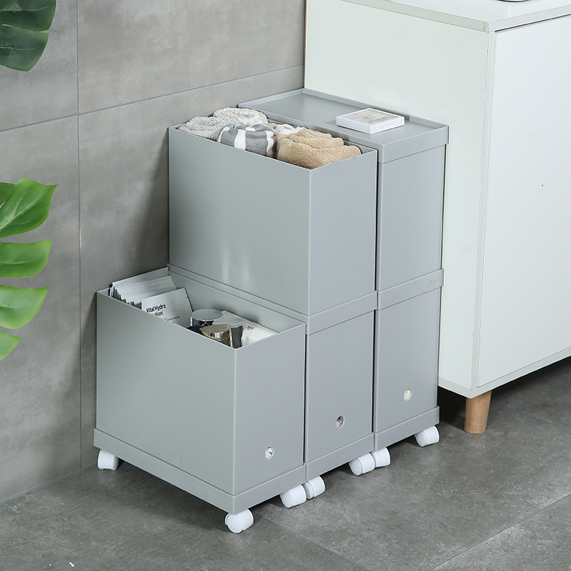 Pulley Plastic Storage Box Kitchen Bathroom Finishing Storage Box with Lid Wheels Study Book Finishing Box 134