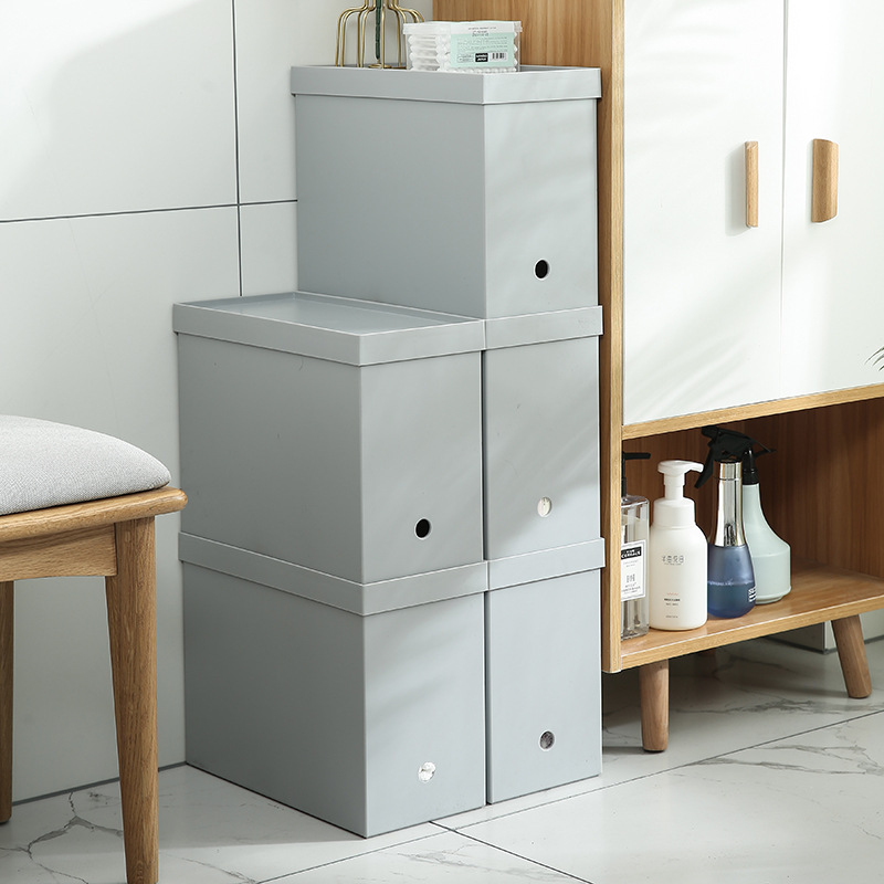 Pulley Plastic Storage Box Kitchen Bathroom Finishing Storage Box with Lid Wheels Study Book Finishing Box 134