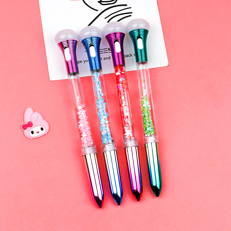 Cartoon Luminous Cyber Celebrity Style Quicksand Pencil Case Flashlight LED Light Gel Pen Full Needle Tube Signature Pen Sequins Student Pen
