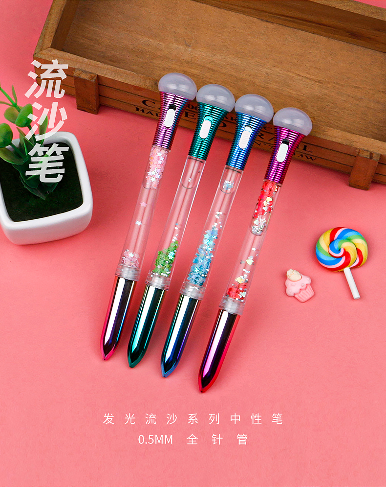 Cartoon Luminous Cyber Celebrity Style Quicksand Pencil Case Flashlight LED Light Gel Pen Full Needle Tube Signature Pen Sequins Student Pen Cartoon Luminous Cyber Celebrity Style Quicksand Pencil Case Flashlight LED Light Gel Pen Full Needle Tube Signature Pen Sequins Student Pen