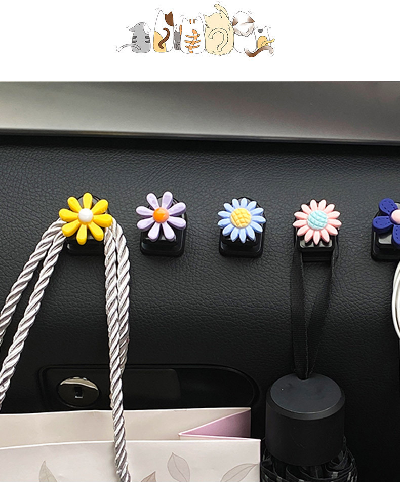 Car Hook Multi-Functional Xuan Ya Flower Cartoon Cute Small Car Hook Hidden Front Car Storage Umbrella