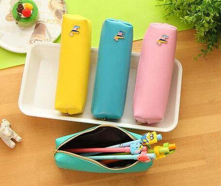 Korean version of creative Pony Color Leather Pen bag Lovely Candy color simple Stationery bag Korean version of creative Pony Color Leather Pen bag Lovely Candy color simple Stationery bag