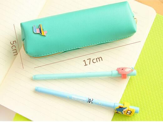 Korean version of creative Pony Color Leather Pen bag Lovely Candy color simple Stationery bag Korean version of creative Pony Color Leather Pen bag Lovely Candy color simple Stationery bag