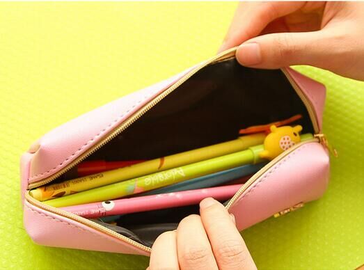 Korean version of creative Pony Color Leather Pen bag Lovely Candy color simple Stationery bag Korean version of creative Pony Color Leather Pen bag Lovely Candy color simple Stationery bag
