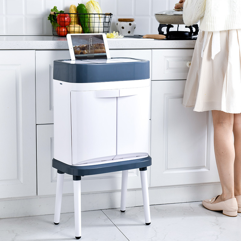 Creative Wet and Dry Classification Trash Can Living Room and Kitchen Large Trash Can Garbage Classification with Pulley