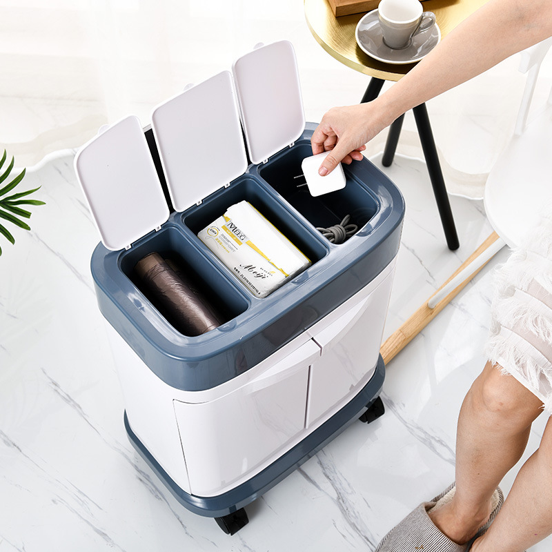Creative Wet and Dry Classification Trash Can Living Room and Kitchen Large Trash Can Garbage Classification with Pulley