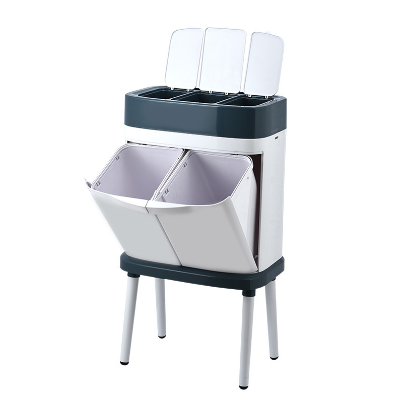 Creative Wet and Dry Classification Trash Can Living Room and Kitchen Large Trash Can Garbage Classification with Pulley