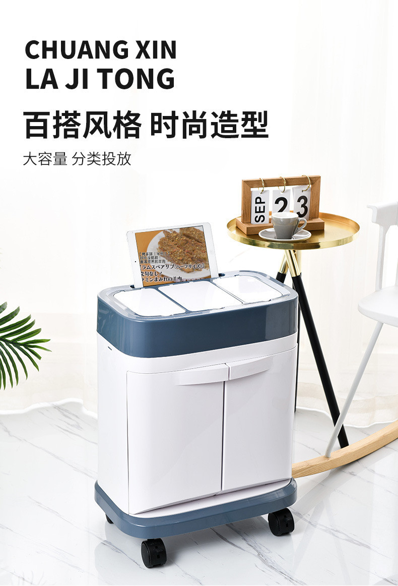Creative Wet and Dry Classification Trash Can Living Room and Kitchen Large Trash Can Garbage Classification with Pulley Creative Wet and Dry Classification Trash Can Living Room and Kitchen Large Trash Can Garbage Classification with Pulley