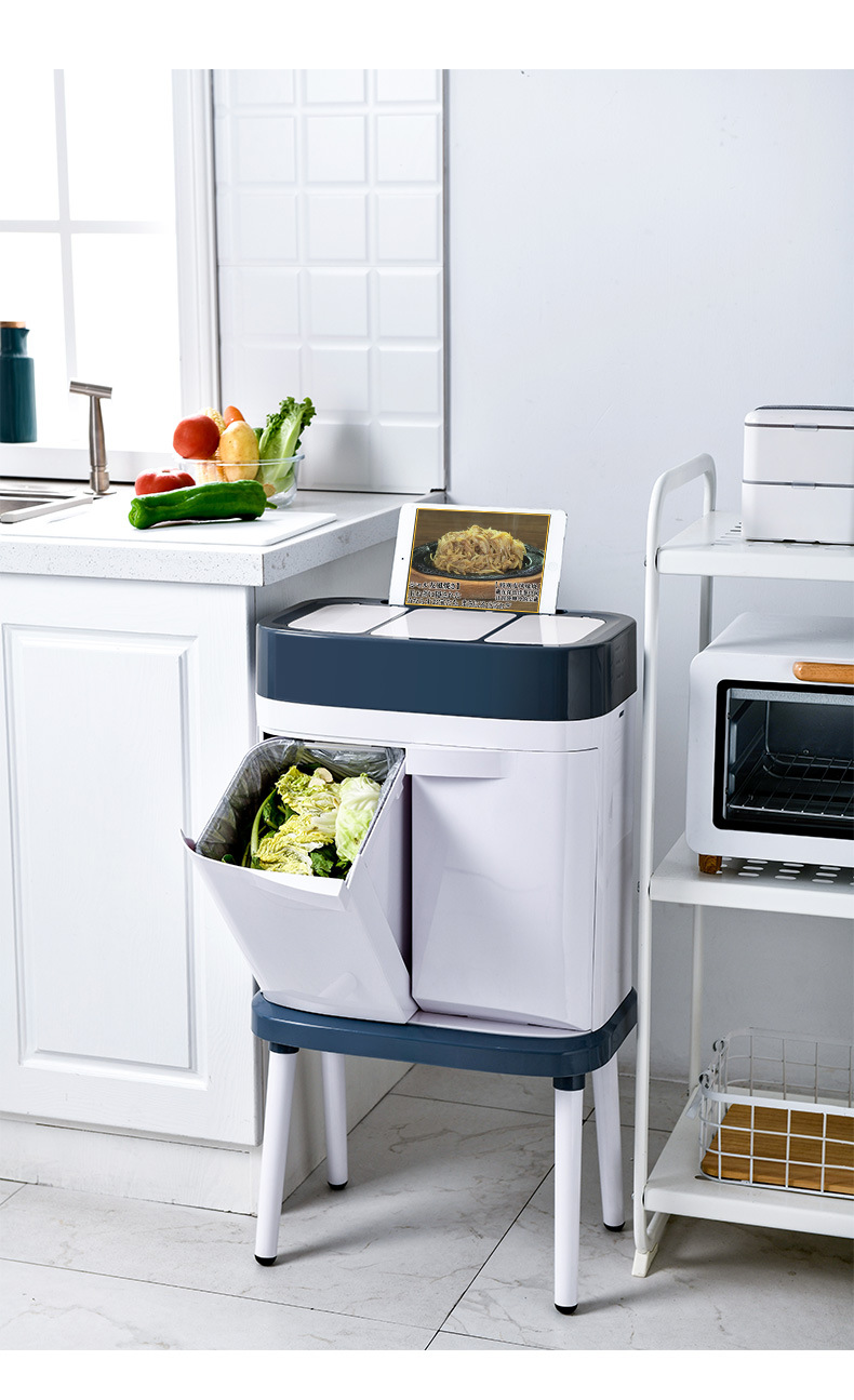 Creative Wet and Dry Classification Trash Can Living Room and Kitchen Large Trash Can Garbage Classification with Pulley Creative Wet and Dry Classification Trash Can Living Room and Kitchen Large Trash Can Garbage Classification with Pulley