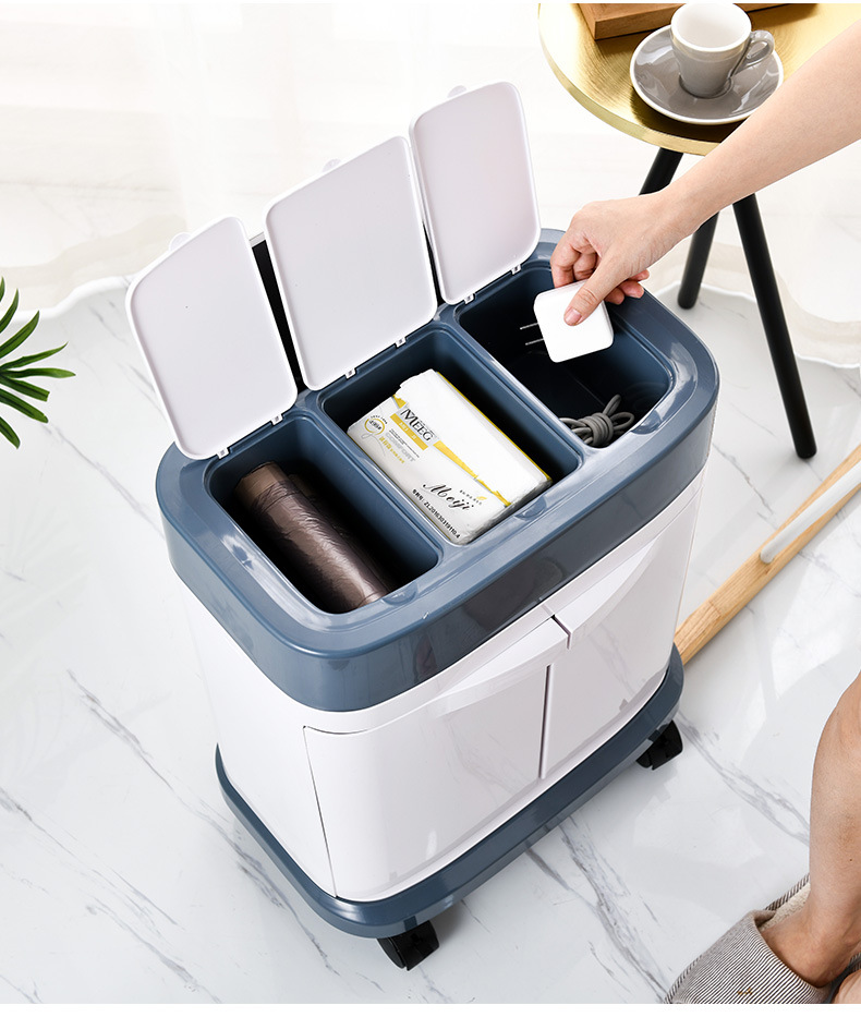 Creative Wet and Dry Classification Trash Can Living Room and Kitchen Large Trash Can Garbage Classification with Pulley Creative Wet and Dry Classification Trash Can Living Room and Kitchen Large Trash Can Garbage Classification with Pulley
