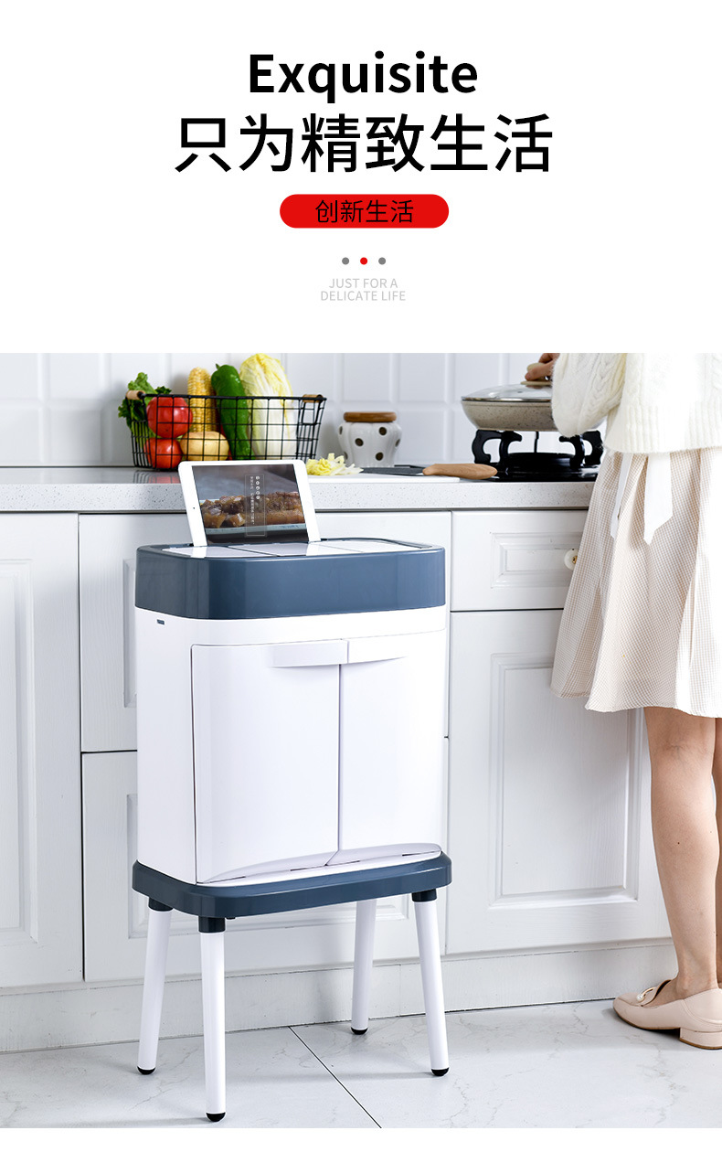 Creative Wet and Dry Classification Trash Can Living Room and Kitchen Large Trash Can Garbage Classification with Pulley Creative Wet and Dry Classification Trash Can Living Room and Kitchen Large Trash Can Garbage Classification with Pulley