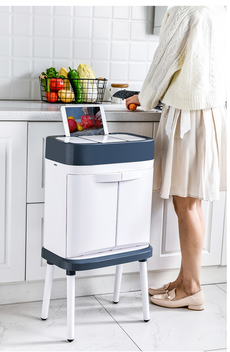 Creative Wet and Dry Classification Trash Can Living Room and Kitchen Large Trash Can Garbage Classification with Pulley Creative Wet and Dry Classification Trash Can Living Room and Kitchen Large Trash Can Garbage Classification with Pulley