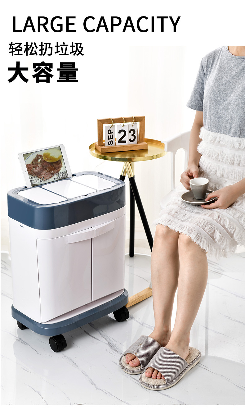Creative Wet and Dry Classification Trash Can Living Room and Kitchen Large Trash Can Garbage Classification with Pulley Creative Wet and Dry Classification Trash Can Living Room and Kitchen Large Trash Can Garbage Classification with Pulley