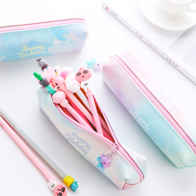 Pencil bag stationery bag PU pen bag unicorn pen bag pendant pen bag cosmetic bag