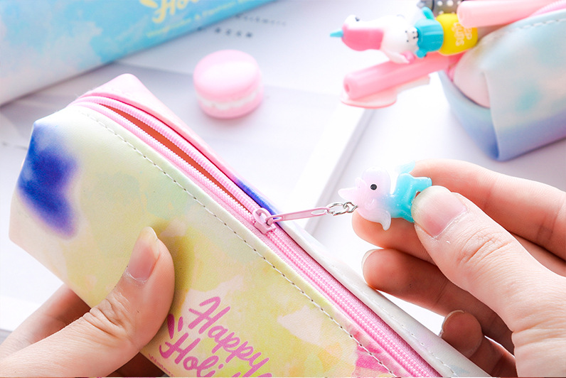 Pencil bag stationery bag PU pen bag unicorn pen bag pendant pen bag cosmetic bag Pencil bag stationery bag PU pen bag unicorn pen bag pendant pen bag cosmetic bag