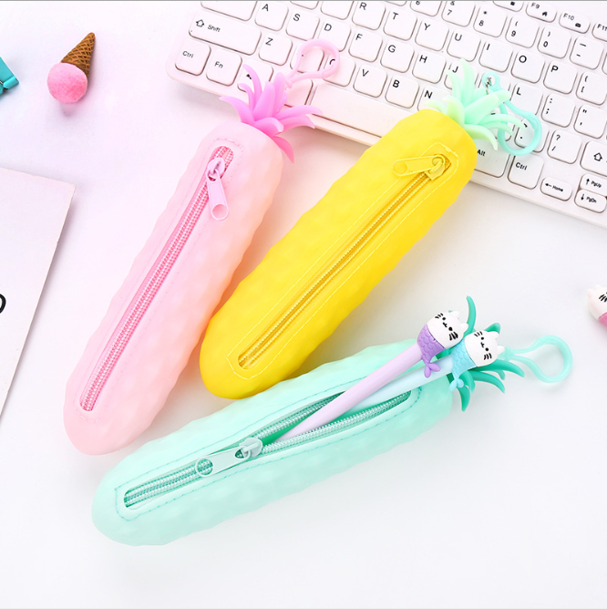 Silicone pencil bag fruit pencil bag imitation vegetable stationery bag pineapple pen bag modeling pen bag