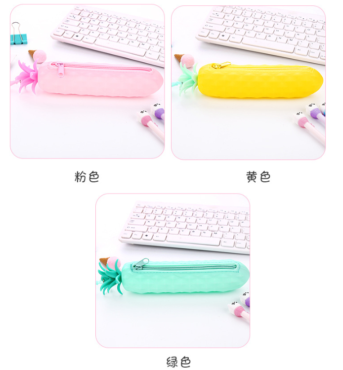 Silicone pencil bag fruit pencil bag imitation vegetable stationery bag pineapple pen bag modeling pen bag Silicone pencil bag fruit pencil bag imitation vegetable stationery bag pineapple pen bag modeling pen bag