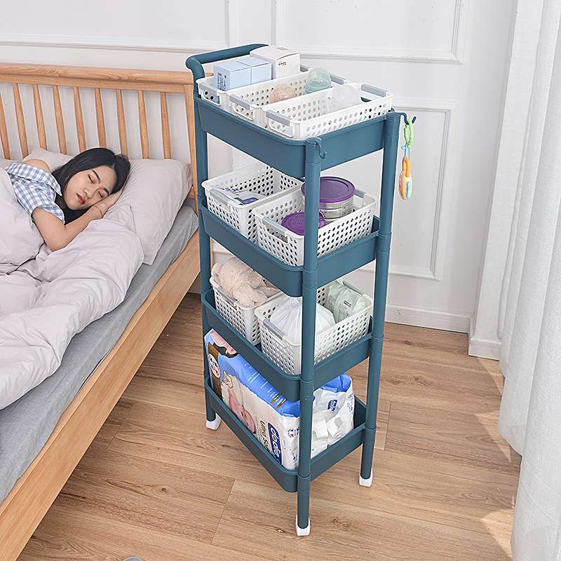 New Pulley Kitchen Storage Rack Vegetable and Fruit Organizing Manual Trailer Storage Organizer Bathroom Sundries Rack