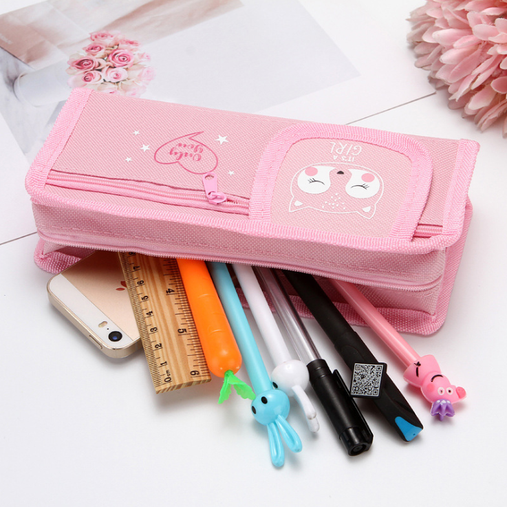Pen bag double - layer pen bag large capacity pencil bag stationery bag receiving bag stationery bag new style cartoon
