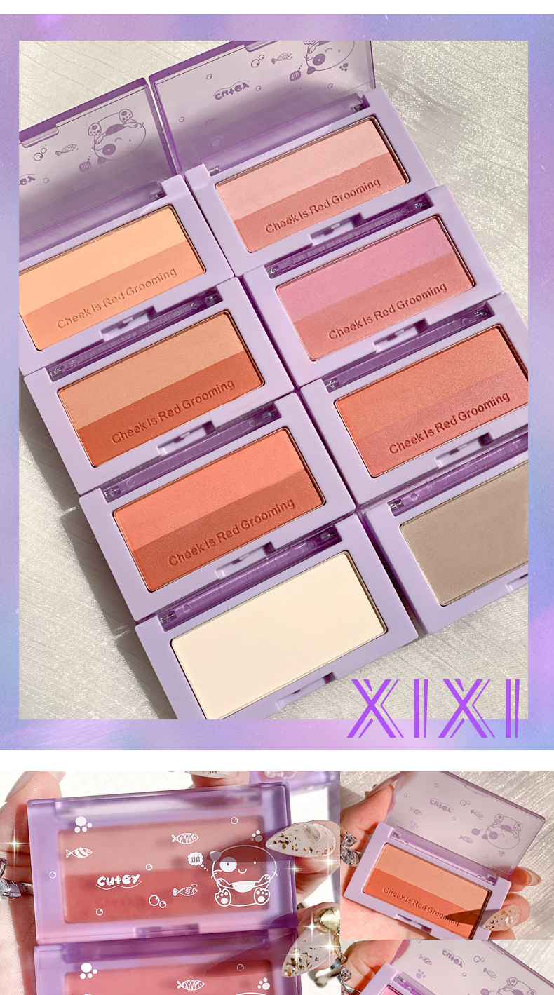 Xixi Cute Cute Cute Blush Powder Two-Tone Blush Nude Makeup Natural Rouge Combination Highlight Repair Makeup Palette Xixi Cute Cute Cute Blush Powder Two-Tone Blush Nude Makeup Natural Rouge Combination Highlight Repair Makeup Palette