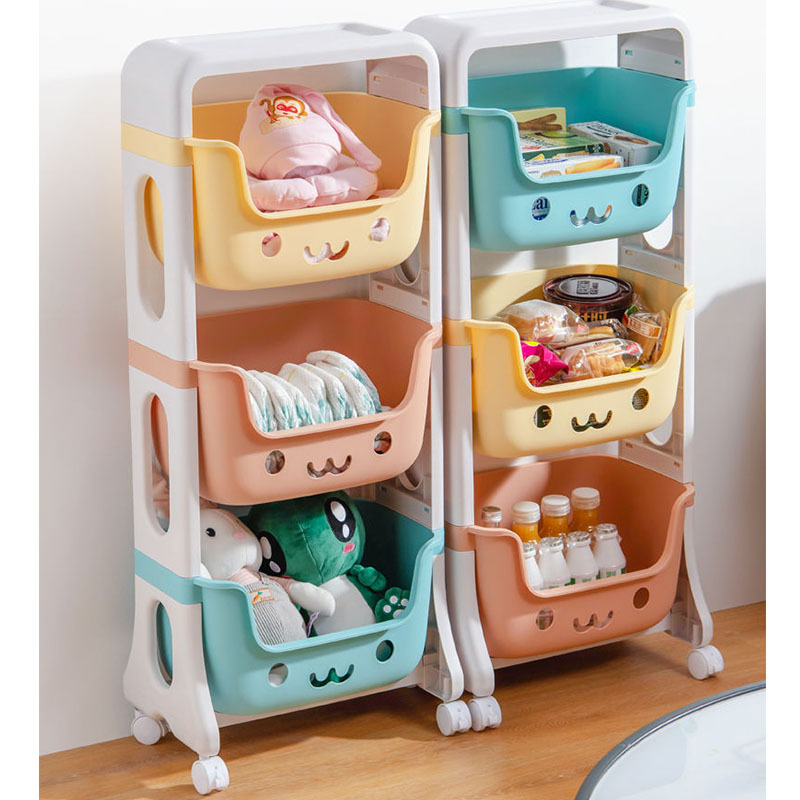 Creative Pulley Toy Storage Rack Floor Multi-Layer Bedroom Storage Shelves Household Living Room and Kitchen Clutter Organizing Shelves