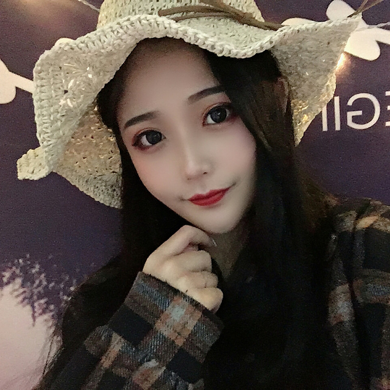 Straw Hat Female Summer Sun Hat Big Brim Foldable Lace up Sun Shade Outing Beach Hat Bow Casual Sun Hat