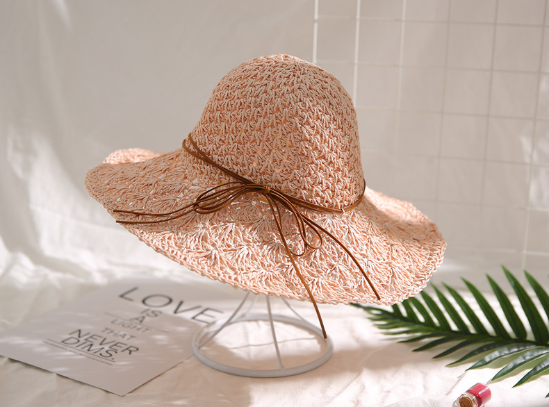 Straw Hat Female Summer Sun Hat Big Brim Foldable Lace up Sun Shade Outing Beach Hat Bow Casual Sun Hat Straw Hat Female Summer Sun Hat Big Brim Foldable Lace up Sun Shade Outing Beach Hat Bow Casual Sun Hat
