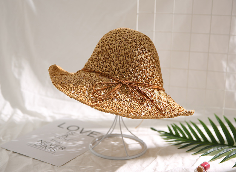 Straw Hat Female Summer Sun Hat Big Brim Foldable Lace up Sun Shade Outing Beach Hat Bow Casual Sun Hat Straw Hat Female Summer Sun Hat Big Brim Foldable Lace up Sun Shade Outing Beach Hat Bow Casual Sun Hat