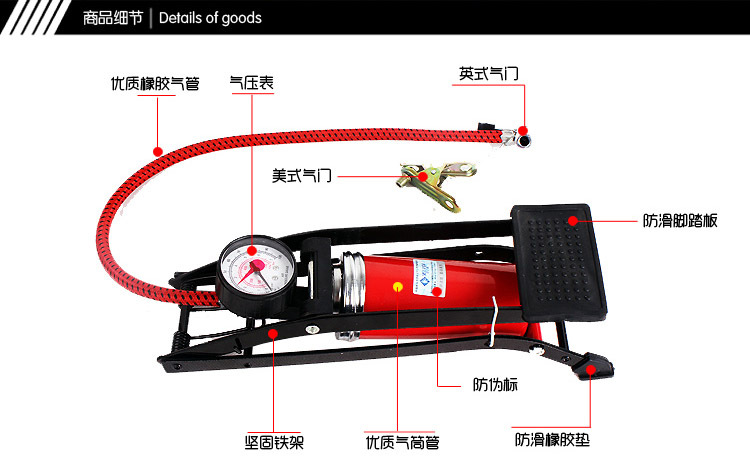 Automobile Air Pump Pedal High Pressure Tire Pump Pedal Air Pump Car Air Pump Mini Portable Inflator