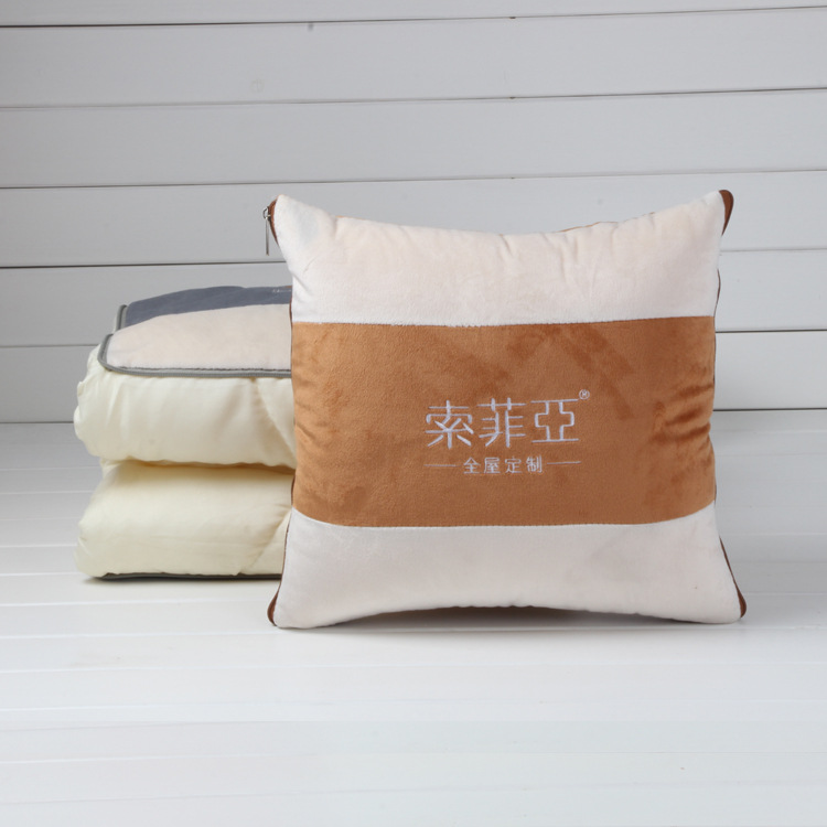 Pillow Blanket Multi-Functional Back Seat Cushion Quilt Logo Wholesale Advertising Gift Cartoon Pattern Warm Pillow