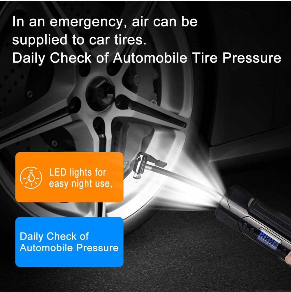 Multifunctional Wireless Smart Automobile Air Pump Portable Air Compressor 12V Tire Inflator