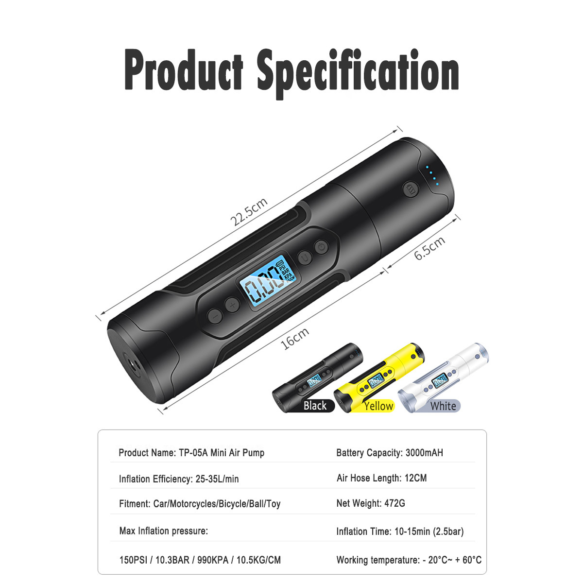 Multifunctional Wireless Smart Automobile Air Pump Portable Air Compressor 12V Tire Inflator