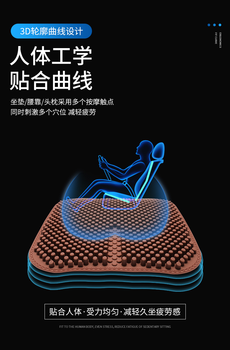 Flash Silicone Car Cushion Summer Car Single Piece Cool Pad Headrest Back Cushion Truck Ventilation Massage Seat Cushion