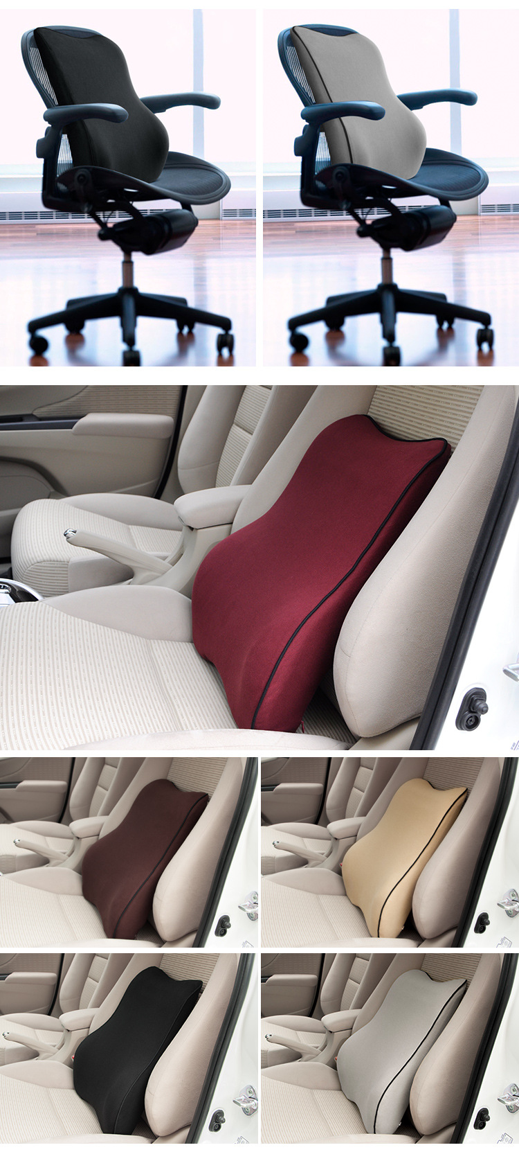 Foam Waist Cushion Waist Support Cushion Seat Backrest Waist Cushion Waist Pillow Waist Home Car Vehicle Back Cushion