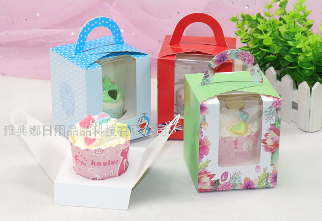Paper Cup Cake Window Transparent Box Mousse/Mousse Desser Cup 1 Piece Portable Muffin Cup to-Go Box