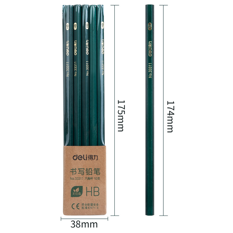 Deli Log Pencil HB for Pupils Exam Writing 2B Drawing Painting Log Exam Pencil