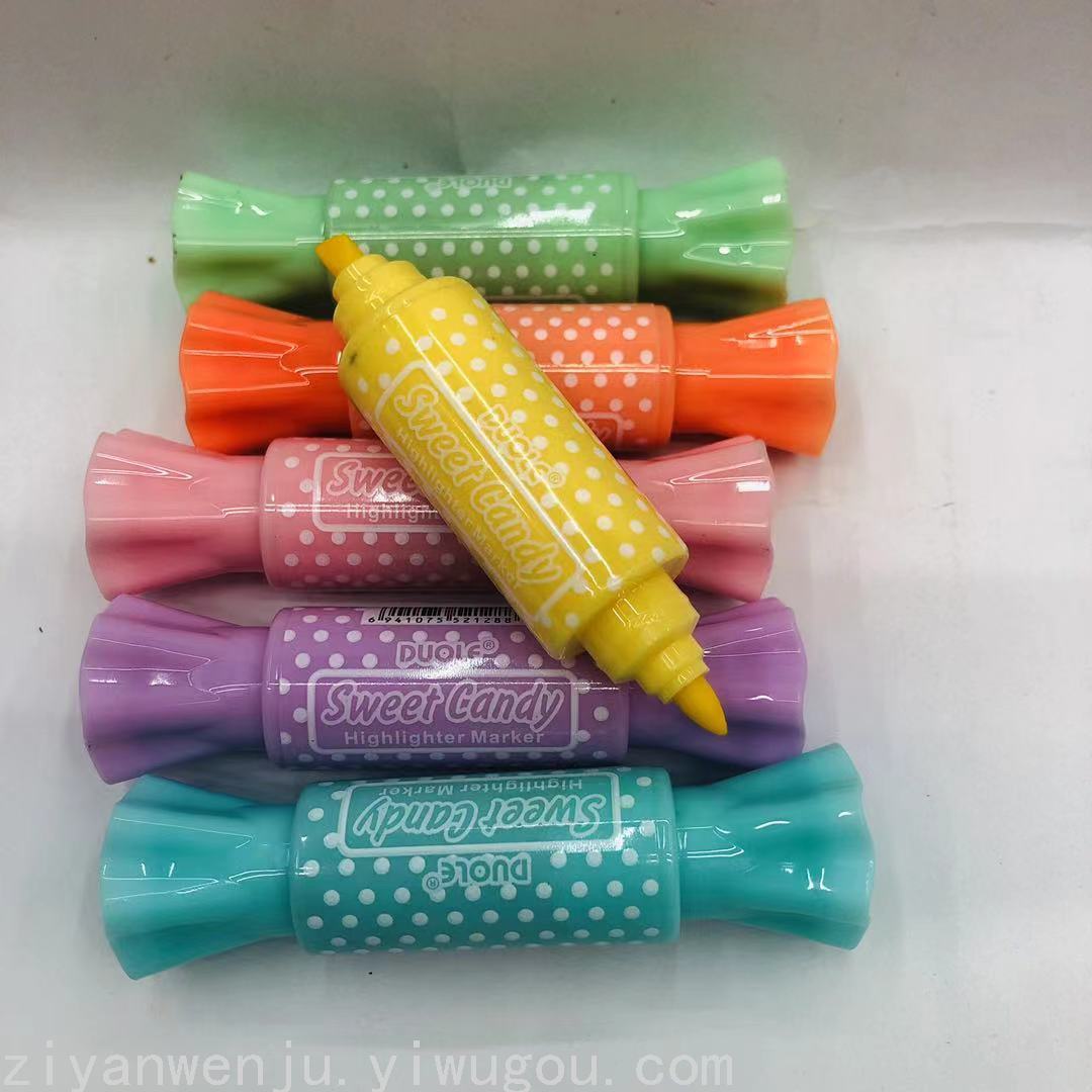 Double-Headed Mini Fluorescent Pen 6-Color Marking Pen Color Marking Pen Creative Student Marking Pen Candy Highlighter