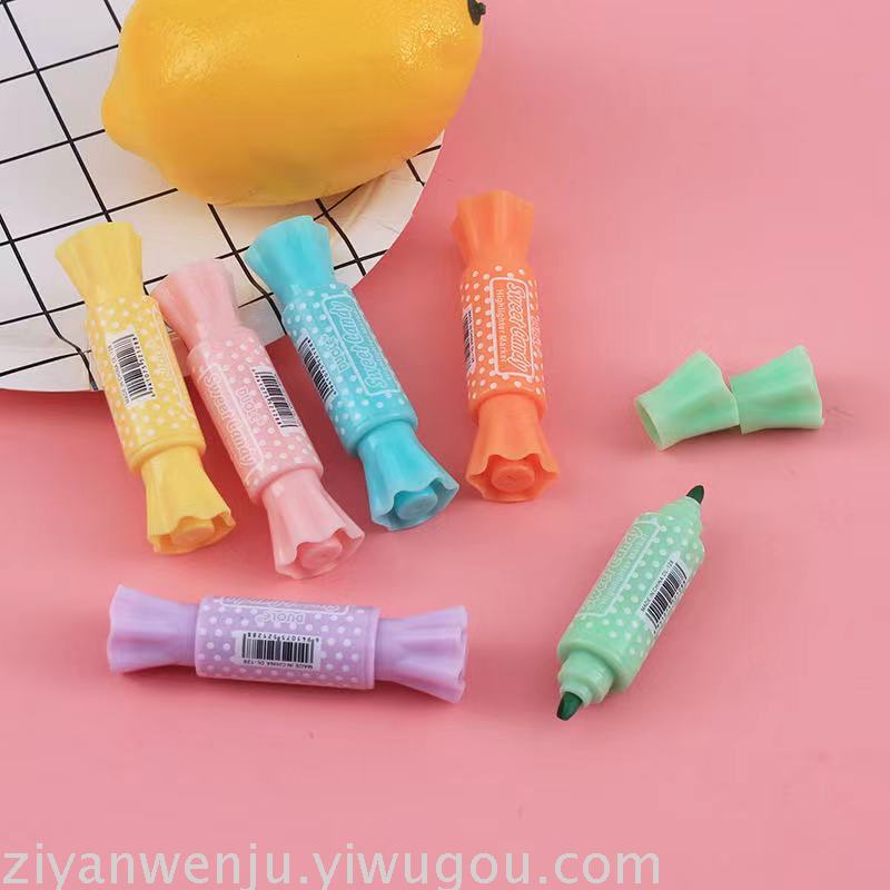 Double-Headed Mini Fluorescent Pen 6-Color Marking Pen Color Marking Pen Creative Student Marking Pen Candy Highlighter