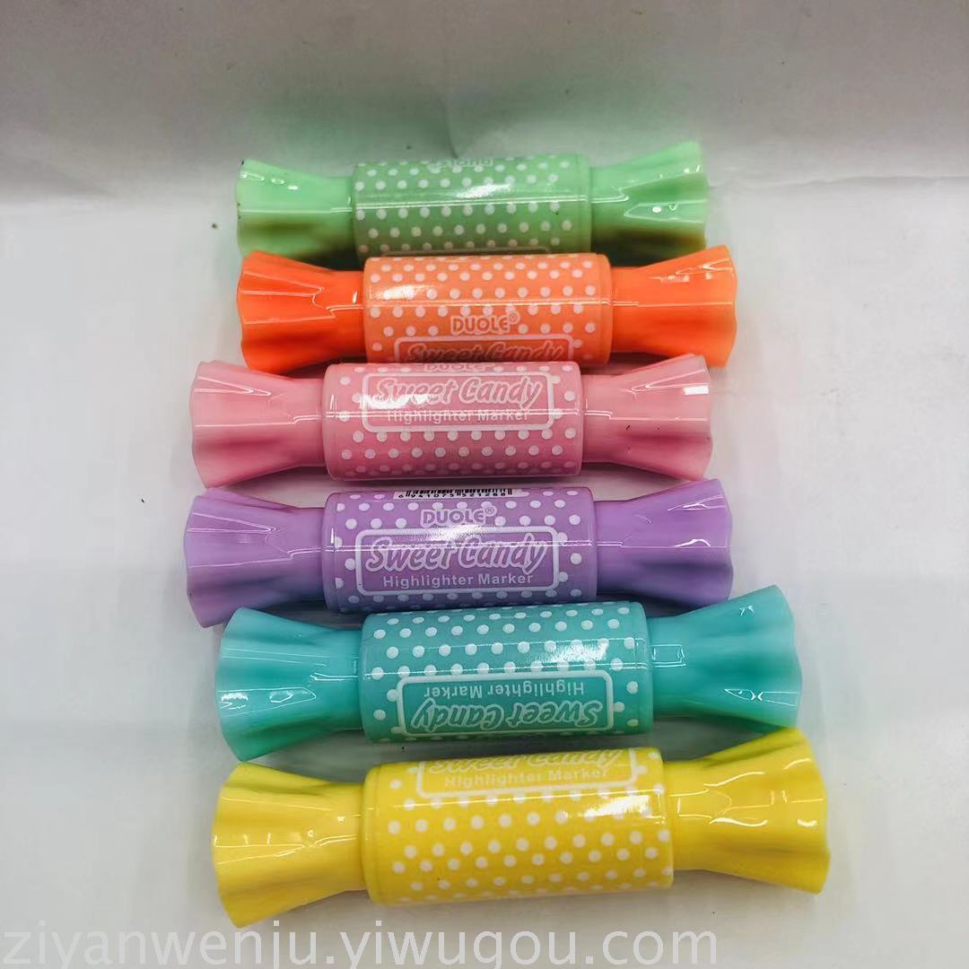Double-Headed Mini Fluorescent Pen 6-Color Marking Pen Color Marking Pen Creative Student Marking Pen Candy Highlighter