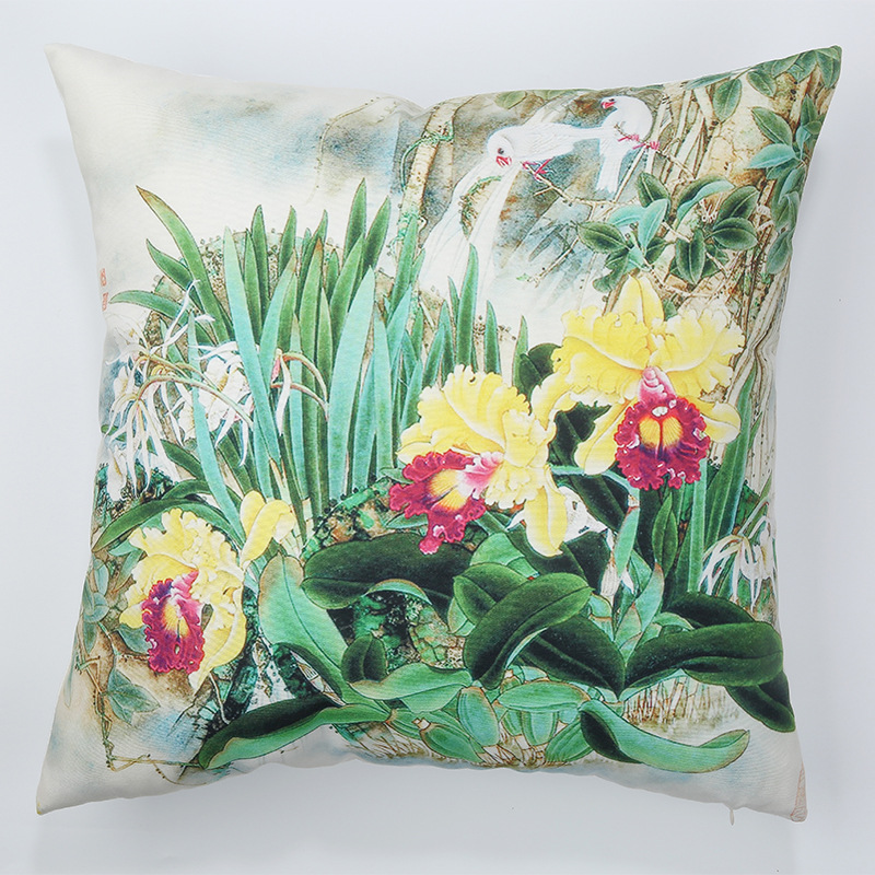 New Plant Flower Canvas Pillow Living Room Sofa Square Simple Pillow Back Seat Cushion Customizable Pattern
