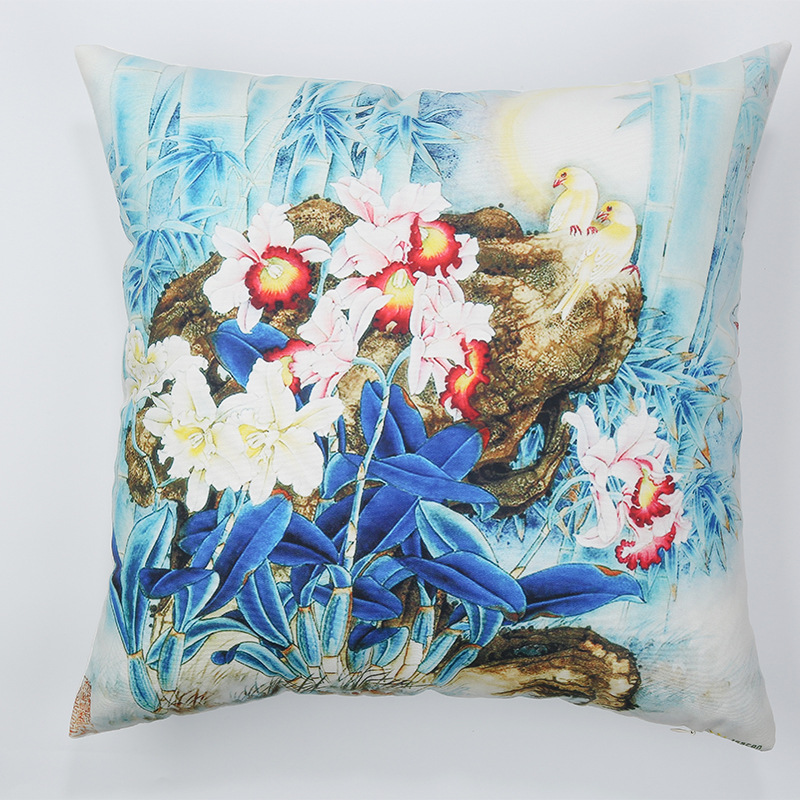 New Plant Flower Canvas Pillow Living Room Sofa Square Simple Pillow Back Seat Cushion Customizable Pattern