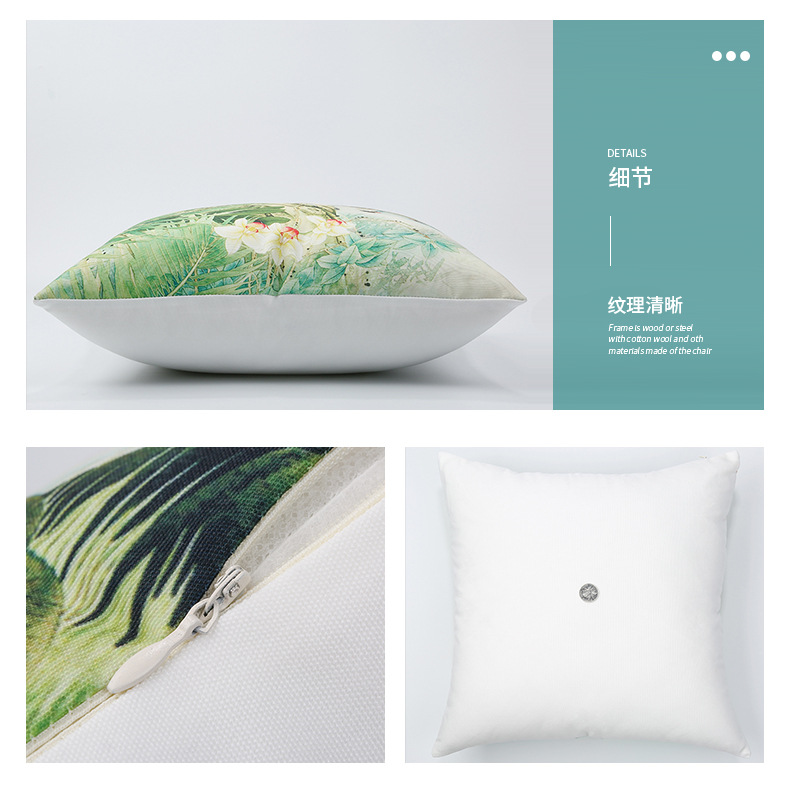 New Plant Flower Canvas Pillow Living Room Sofa Square Simple Pillow Back Seat Cushion Customizable Pattern