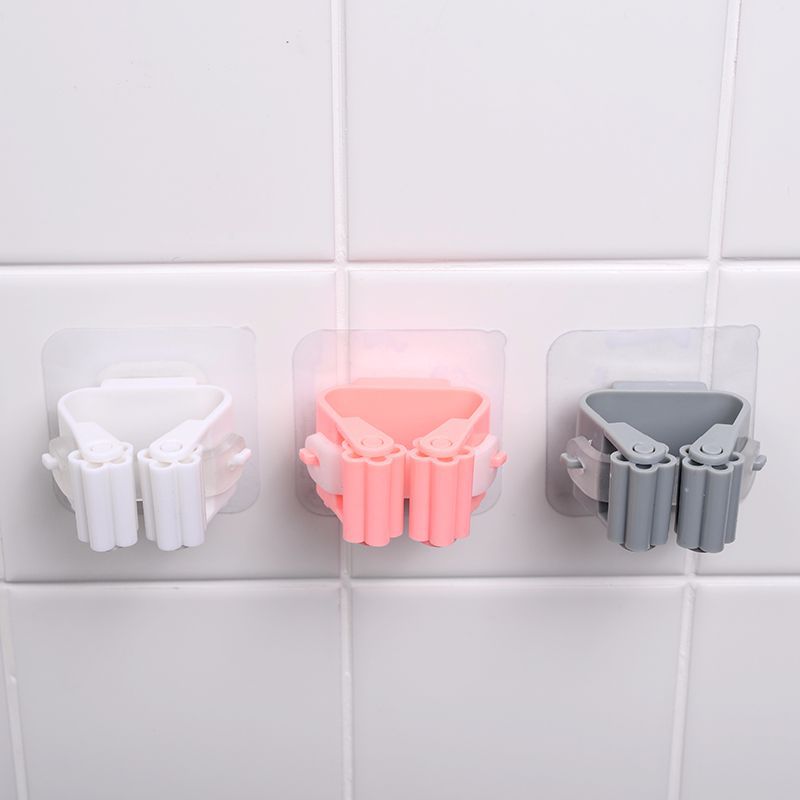 2429 Mop Rack Punch-Free Strong Load-Bearing Mop Clip Toilet Broom Card Holder Storage Wall Mount Hook