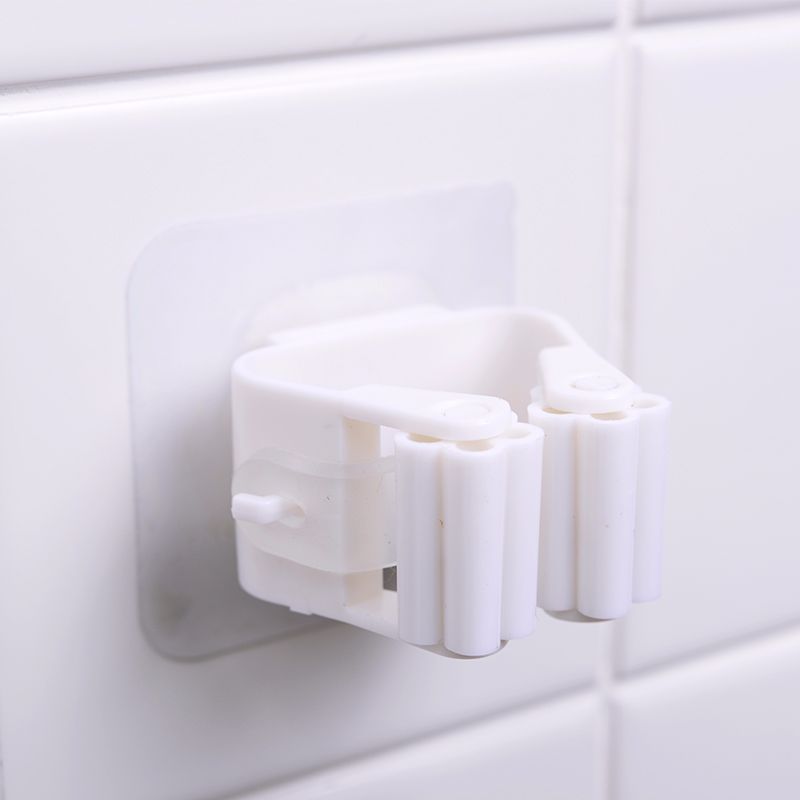 2429 Mop Rack Punch-Free Strong Load-Bearing Mop Clip Toilet Broom Card Holder Storage Wall Mount Hook