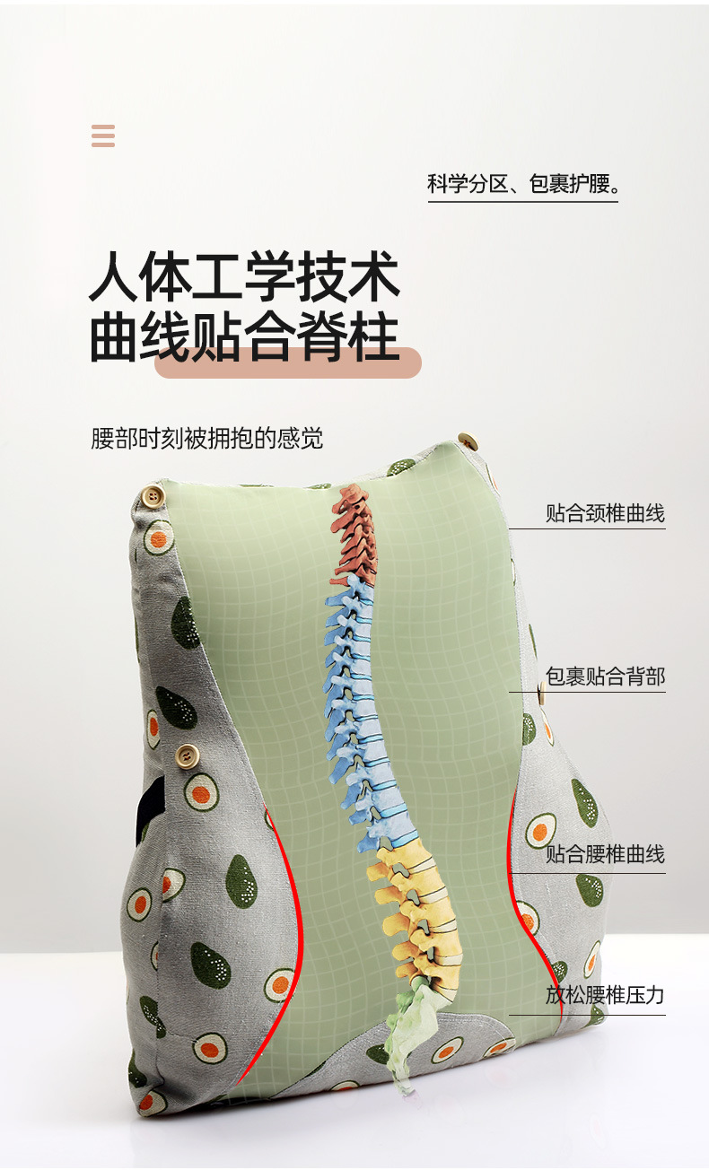 Office Waist Cushion Pregnant Women's Long-Sitting Waist Support Cushion Chair Sleeping Seat Back Waist Pad Headrest Waist Support Integrated Cushion