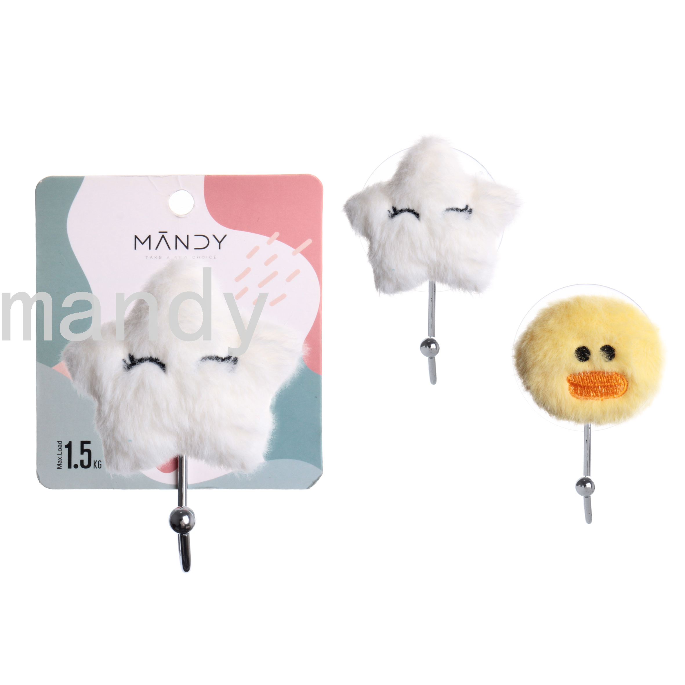 [Mandi Home] Suction Cup Hook Bathroom Kitchen Hook Sticky Hook Strong Load-Bearing Punch-Free